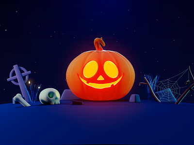 Halloween Promo Campaign - Part I 3d aftereffects animation c4d character design eye fall halloween illustration moon motion night orange pumpkin render scary skull spooky vivid motion