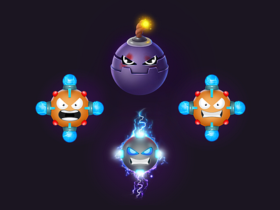 Game combo boosters - Bomber and Electro bomb booster character characterdesign electro element game game art icon ios match 3 puzzle