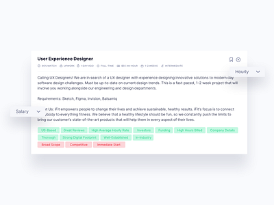 Job Post Design | Lancy Interface (SaaS) badge badges element filter filter ui interface interface design saas saas design software software design ui ui design uiux user experience ux