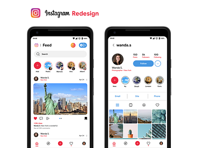 Instagram Redesign (Concept) android design facebook instagram redesign ui ux