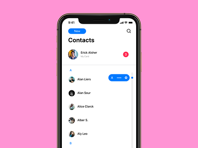 iOS Contacts Redesign adobe xd app contacts design illustration ios ipad iphone redesign redesign app ui