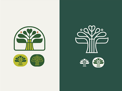 Flora Badges badges branding green heart icon logo logodesign nouveau tree tree logo vintage