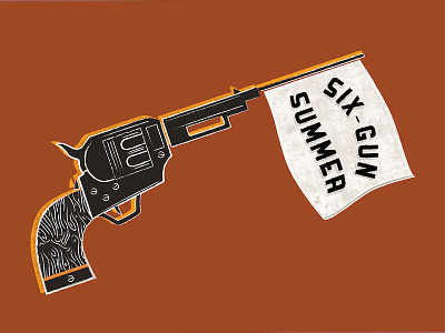 Six-Gun Summer cinema film flag gun illustration movies revolver six gun western