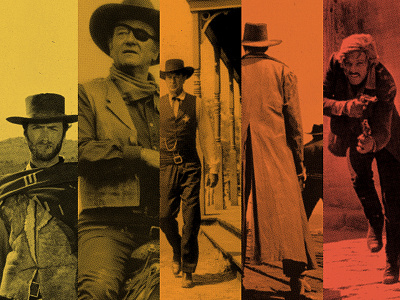 Six-Gun Summer clint eastwood cowboy halftone john wayne movie poster print design retro series western