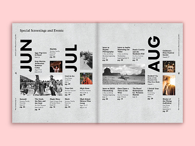 Nick Mag Spread #001 calendar editorial design film futura magazine magazine spread movies print design schedule timeline typography
