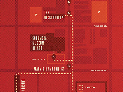 November Arts Weekend city columbia event fall halftone illustration location map november print south carolina texture