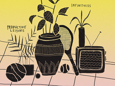 Productive Leisure album art doodle gradient illustration infinitikiss music plants productive leisure sports