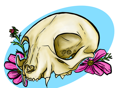 Skull and Flowers