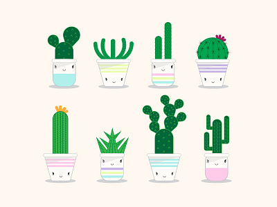 cactus love. cacti cactus character color cute drawing flower pot illustration nature plant succulent vector