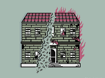 BROKEN HOUSE for a POPPUNK band from USA artist artwork artworks design drugs flat green house illustration house logo icon illustration illustrations illustrator logo merch design musician photoshop shirtdesign skeleton type design skull