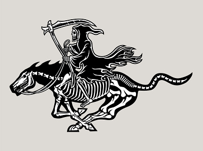 Grim reaper artwork design illustration logo merch design shirtdesign skeleton type design skull skull art tattoo ui
