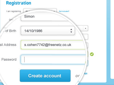 Registration Form blue field form input interface register register form submit ui user validation