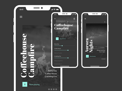 Ambient ambient app app concept dark design lato playfair display sketch ui user experience user interface ux