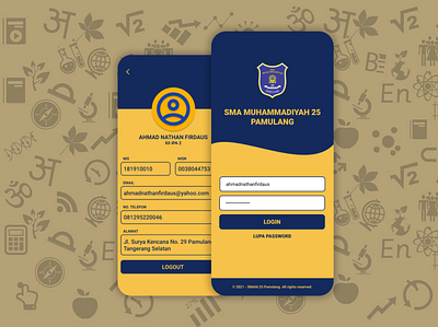 School App Login and Profile UI app design ui ux