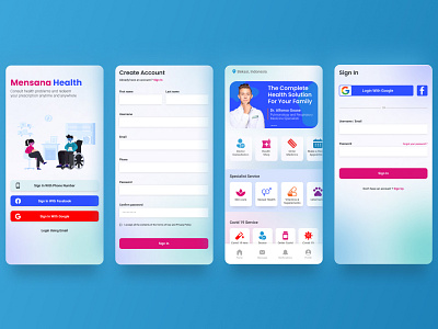 Mensana Health app design figma health health services hospital mobile trend ui ux web design xd