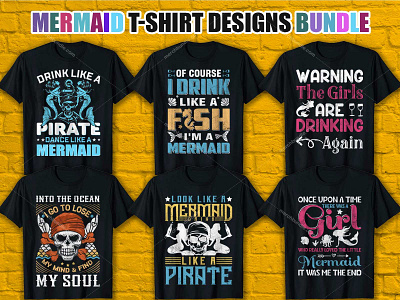 Mermaid T Shirt Design Bundle