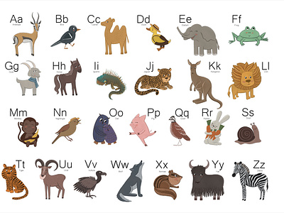 ANIMALS ALPHABET art artist illustration ui алфавит английский детскаяиллюстрация животные иллюстрация иллюстрация с животными обучение обучение для детей