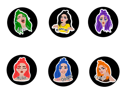 Dollsface art flat illustration stickers