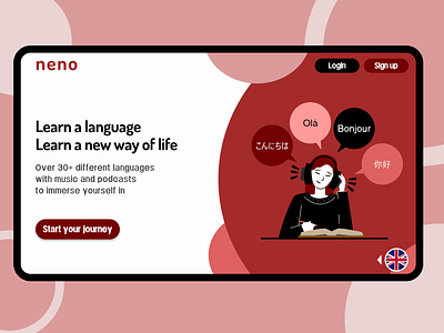 Language Learning Platform - Landing page design illustration language learning podcast ui vector