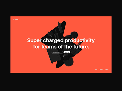 Superlist ⚡ 3d abstract animation branding cinema 4d interaction logo octane typography ui web design webgl website