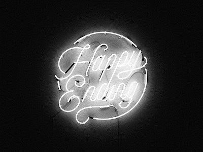 Happy Ending Logo - Neon Sign branding lettering light logo neon neon sign script typography