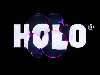 Holo type treatment 3d abstract blobs landing page logo typography