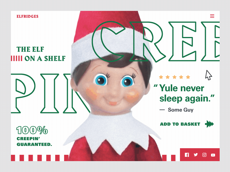 Creepin' Elf 👀🎄🎅🏻 christmas creepin elf eyes holidays interaction santa web design