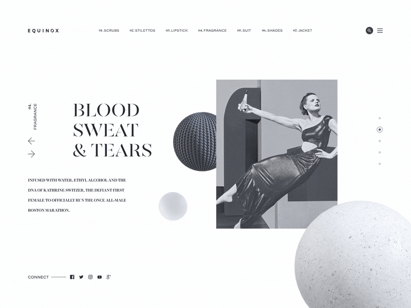 Equinox Blood Sweat & Tears 3d abstract animation fashion form interaction pastel shapes still life ui ux web design