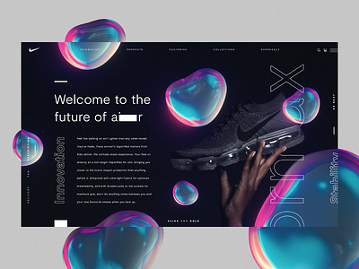 Nike Vapormax Product Page 3d animation branding fashion interaction nike trainers ui ux web design website