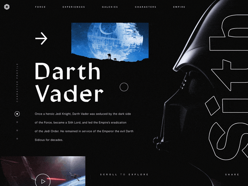 #MayThe4thBeWithYou StarWars Interactions cinema 4d darth vader interaction space starwars ui ux web design