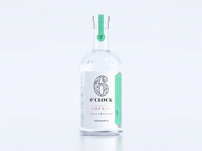 6 O'Clock Gin Jekka's Edition 🌿 alcohol batch label branding gin green herbs lettering packaging summer typography