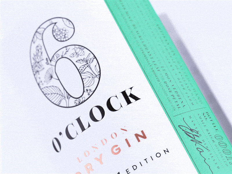 6 O'Clock Gin Jekka's Edition 🌿 alcohol batch label branding gin green herbs packaging summer typography whisky