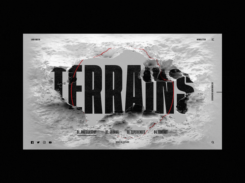 Terrains Projection 3d abstract animation c4d cinema 4d interaction octane projection typography ui web design website