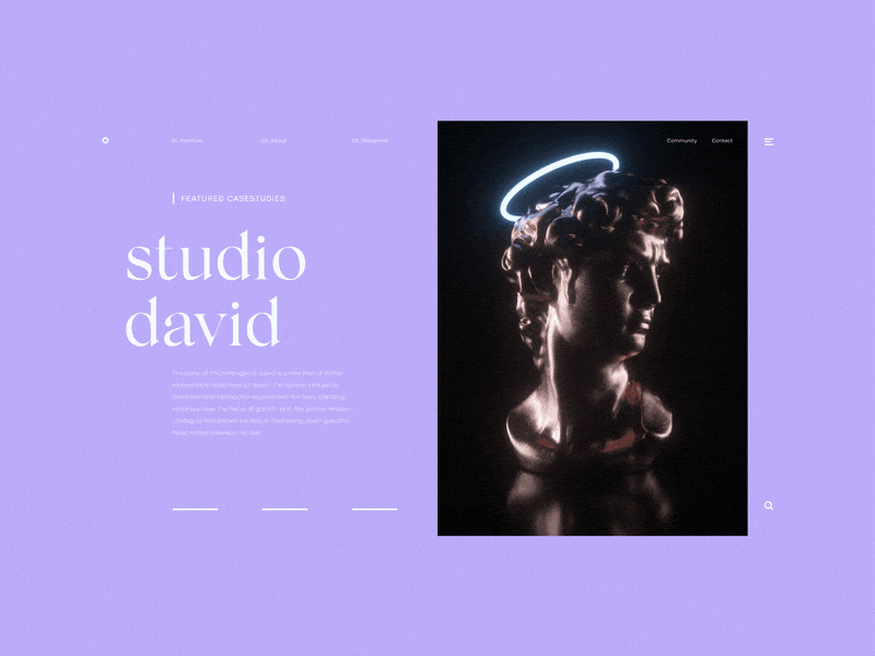Studio David 3d abstract animation branding c4d cinema 4d design fashion gif interaction octane render studio typography ui ux web design website