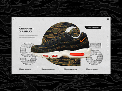 Carharrt X Airmax Alt Colour abstract airmax branding carharrt design ecom ecomerce header hero image nike product page shop sneaker web design