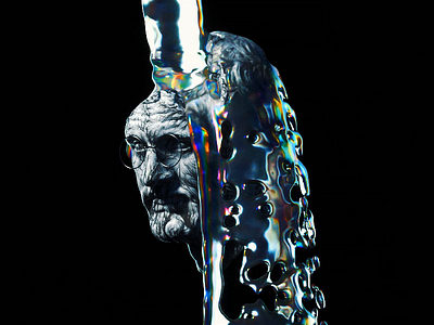 Liquid Sim 3d 3d render abstract animation art direction branding c4d cinema 4d holographic illustration liquid sim octane oil rainbow simulation splash statue water