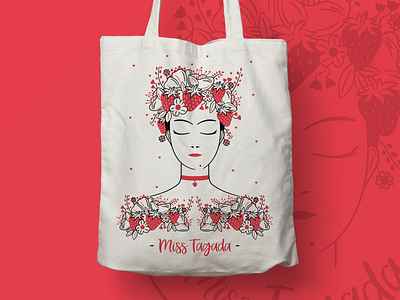 TAGADA ILLUSTRATION TOTE BAG branding design flowers girlpower illustration pink porcreate tote bag women