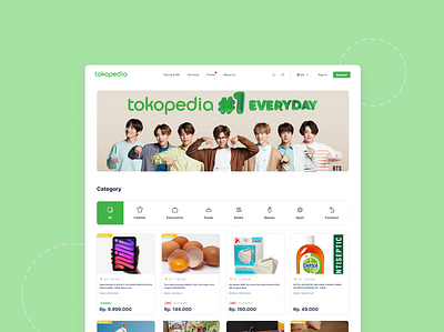 Tokopedia redesign - Landing Page design figma landingpage tokopedia typography ui ux website