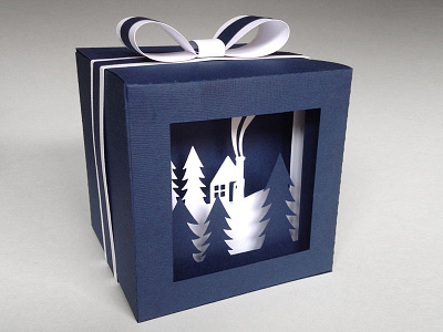 In The Woods Shadow Gift Box 3d cabin gift holidays paper papercut winter woods