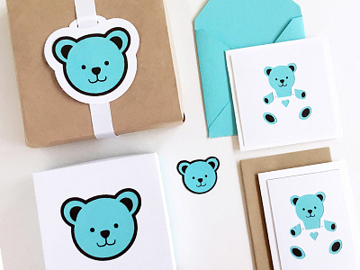 Baby bear gift set baby bear box cards gift hang tag