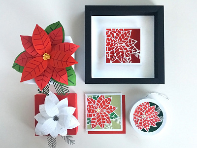 Poinsettia gift set 3d christmas flower paper poinsettia