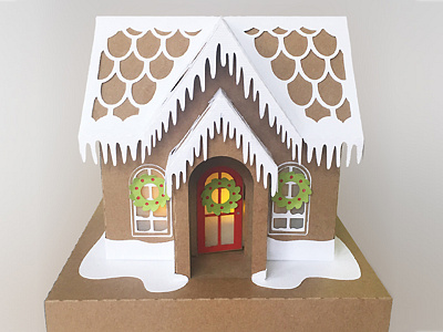 Gingerbread house gift box 3d box christmas craft gift gingerbread house paper