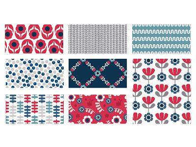 Flora collection flowers patterns seamless
