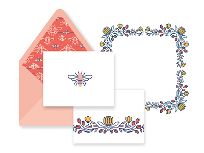 Just Lines - graphic elements bee flowers frame garden pattern spring summer