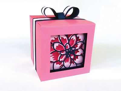 Dahlia shadow gift box 3d bow box craft dahlia flower gift paper shadow