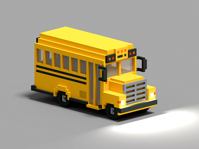 school bus 3d illustraion magicavoxel voxel voxelart