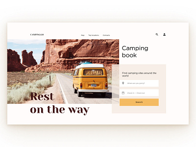 Camping reservation service worldwide. uiux web webdeisgn