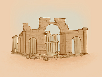 Palmyra archaeology coloring book heritage illustration ipad pro palmyra procreate ruin