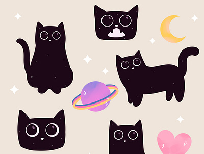 space cat cute animal cute art cute fun funny cute illustration illustration illustration art illustration design pattern sticker design