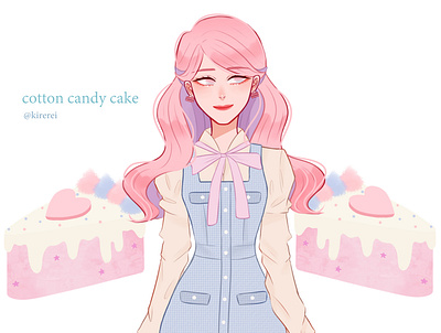 cotton candy cake girl cute art cute illustration design art digital illustration digitalart graphic design illustration illustration art illustration design simple illustration
